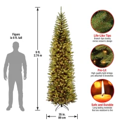 National Tree Company 9 ft. Pre-Lit Kingswood Fir Pencil Tree with Clear Lights