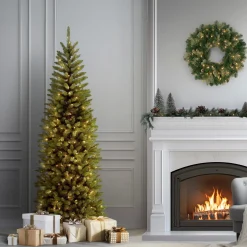 National Tree Company 6 ft. Pre-Lit Kingswood Fir Pencil Tree with Clear Lights