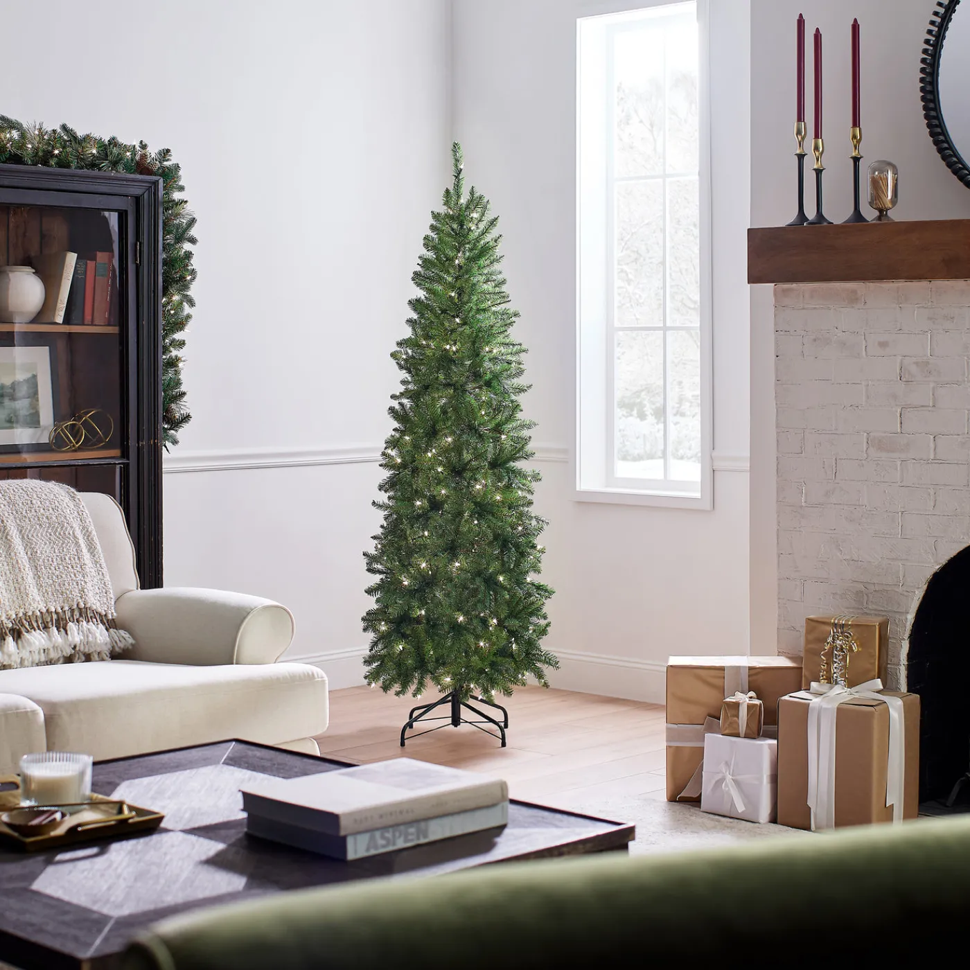National Tree Company 6 ft. Pre-Lit Kingswood Fir Pencil Tree with Clear Lights