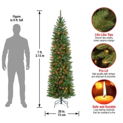 National Tree Company 7 ft. Pre-Lit Kingswood Fir Pencil Tree with Multicolor Lights
