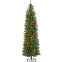 National Tree Company 7.5 ft. Pre-Lit Kingswood Fir Pencil Tree with Multicolor Lights