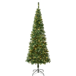 National Tree Company 7.5 ft. Pre-Lit Linden Spruce Slim Tree with LED Lights