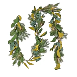 National Tree Company 9 ft. Pre-Lit Magnolia Mix Pine Garland with Warm White LED Lights