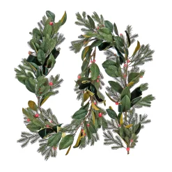 National Tree Company 9 ft. Pre-Lit Magnolia Mix Pine Garland with Red LED Lights