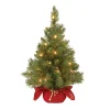 National Tree Company 2 ft. Pre-Lit Majestic Fir Tree with Clear Lights, Burgandy Base