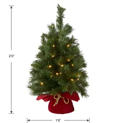 National Tree Company 2 ft. Pre-Lit Majestic Fir Tree with LED Lights, Red Base
