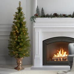 National Tree Company 5 ft. Pre-Lit Montclair Spruce Slim Tree with Clear Lights