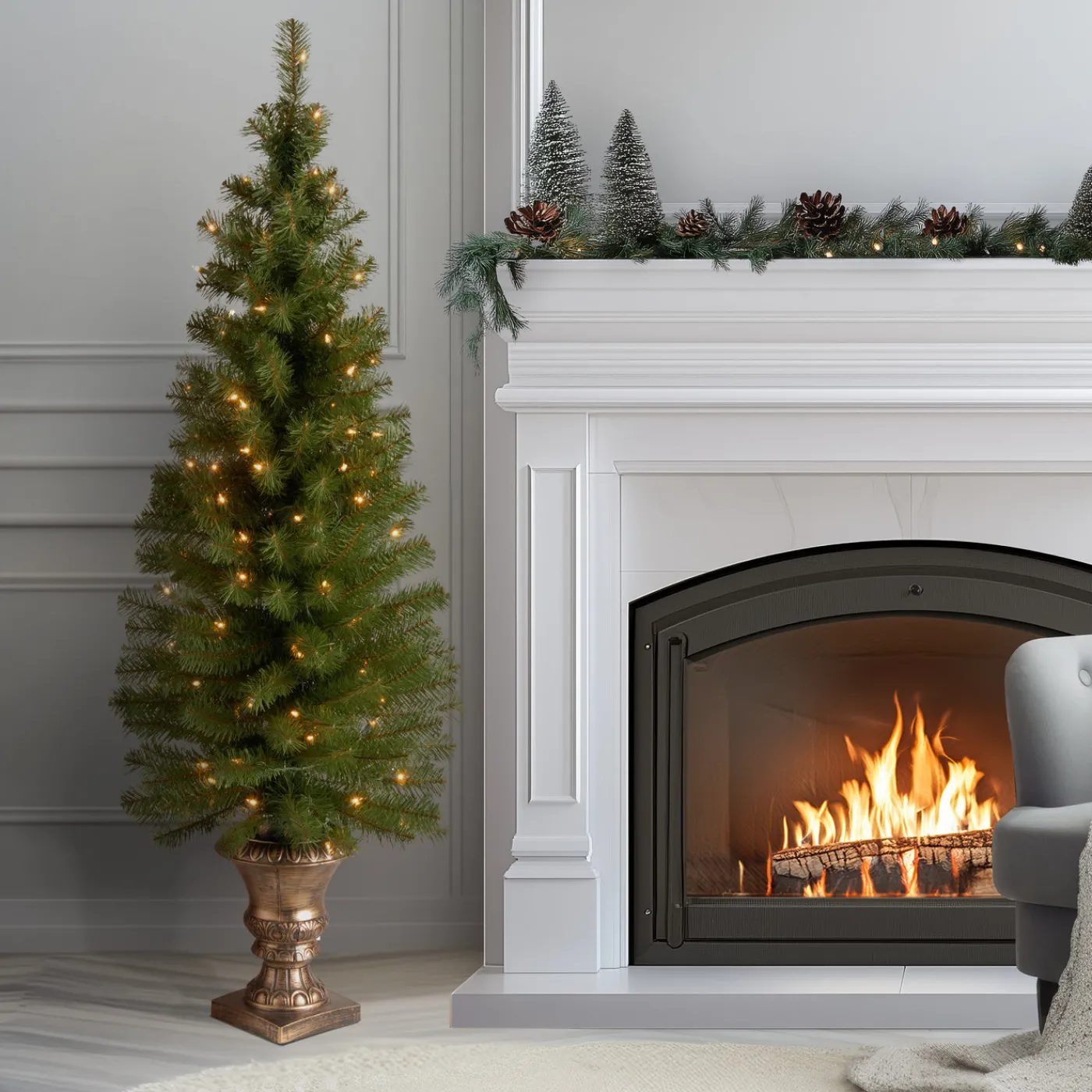 National Tree Company 5 ft. Pre-Lit Montclair Spruce Slim Tree with Clear Lights