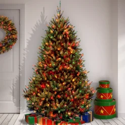 National Tree Company 7.5 ft. Pre-Lit Natural Fraser Fir Tree with Multicolor Lights