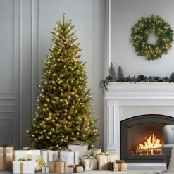 National Tree Company 6.5 ft. Pre-Lit Natural Fraser Fir Slim Tree with Clear Lights