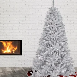 National Tree Company 7.5 ft. Pre-Lit North Valley Spruce White Tree with Clear Lights