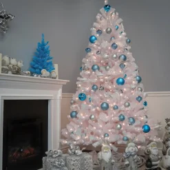 National Tree Company 9 ft. Pre-Lit North Valley Spruce White Tree with Clear Lights