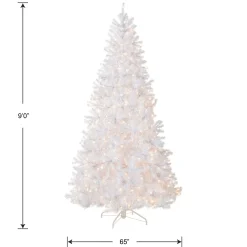 National Tree Company 9 ft. Pre-Lit North Valley Spruce White Tree with Clear Lights