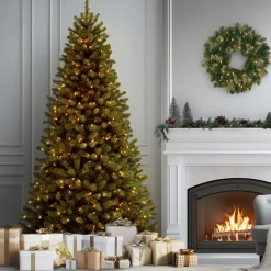 National Tree Company 9 ft. Pre-Lit North Valley Spruce Tree with Clear Lights