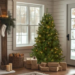 National Tree Company 4.5 ft. Pre-Lit North Valley Spruce Tree with Clear Lights
