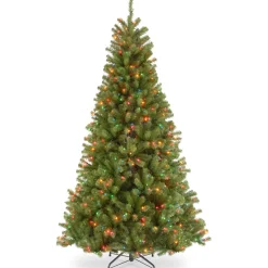 National Tree Company 7.5 ft. Pre-Lit North Valley Spruce Slim Tree with Multicolor Lights