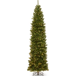 National Tree Company 10 ft. Pre-Lit North Valley Spruce Pencil Slim Tree with Clear Lights