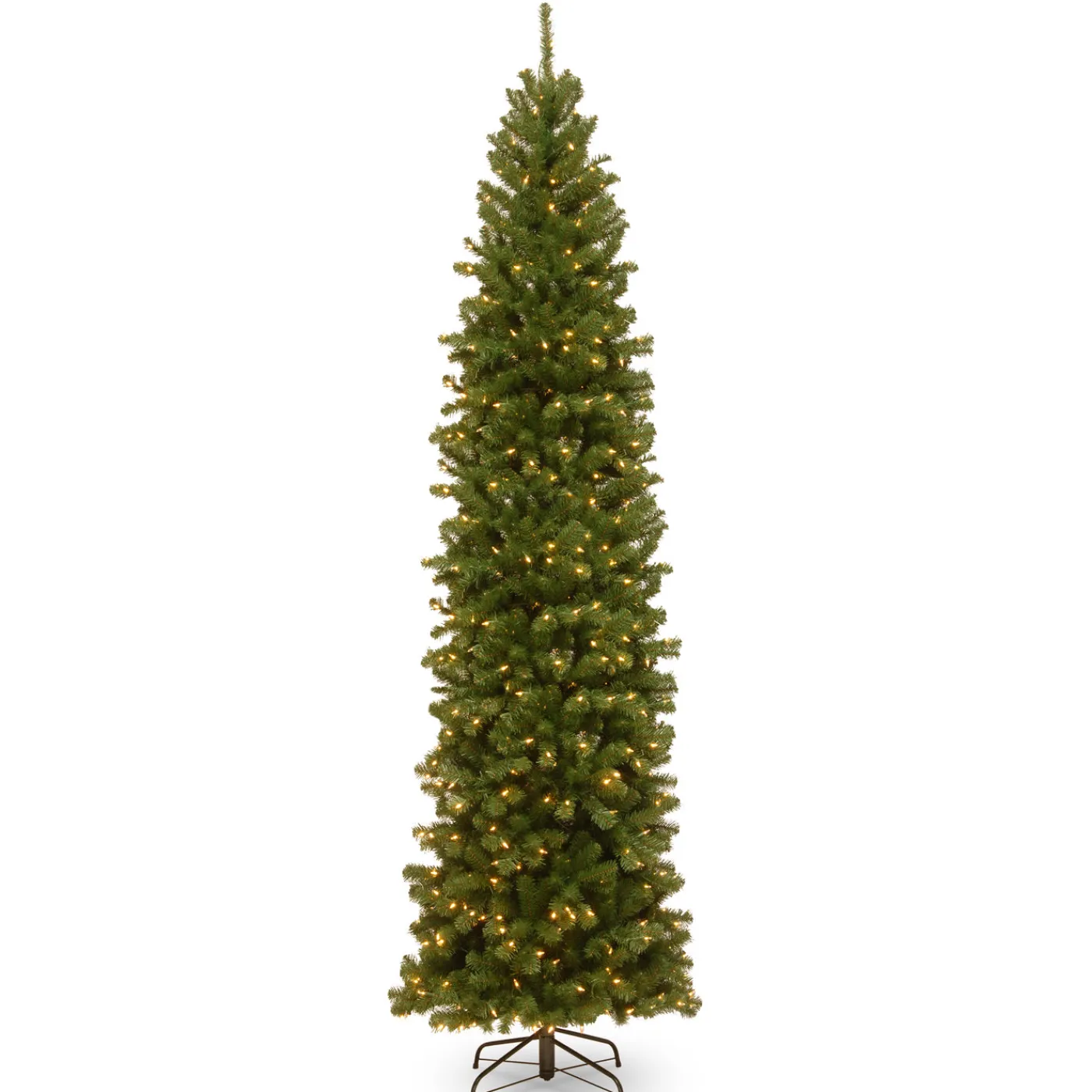 National Tree Company 9 ft. Pre-Lit North Valley Spruce Pencil Slim Tree with Clear Lights