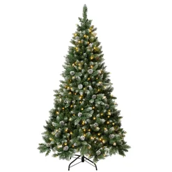 National Tree Company 6 ft. Pre-Lit Oakley Hills Snow Tree with Warm White LED Lights