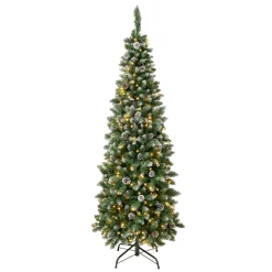 National Tree Company 6 ft. Pre-Lit Oakley Hills Snow Slim Tree with LED Lights