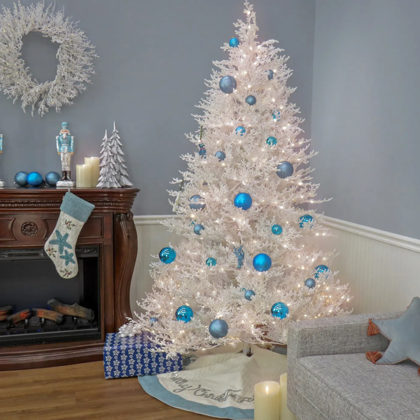 National Tree Company 7.5 ft. Pre-Lit Sea Coral Tree with Warm White LED Lights