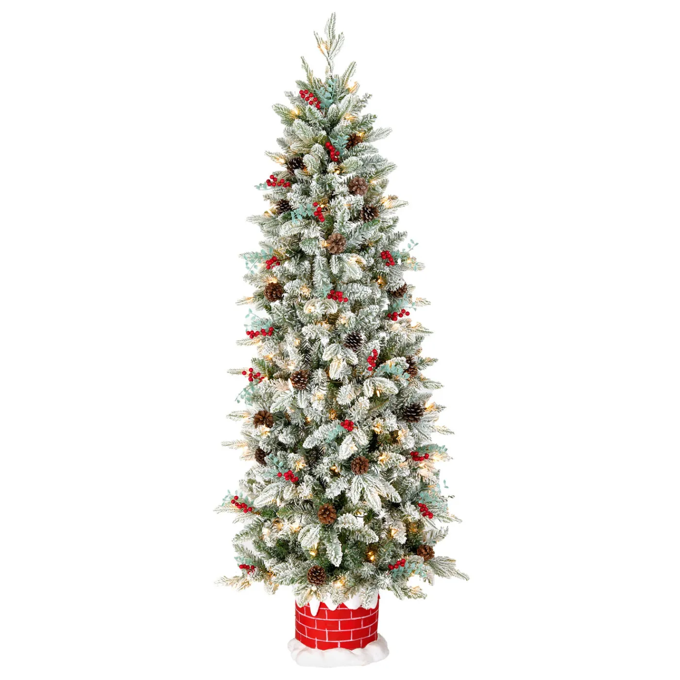 National Tree Company 5 ft. Pre-Lit Snowberry Pine Half Tree with Clear Lights