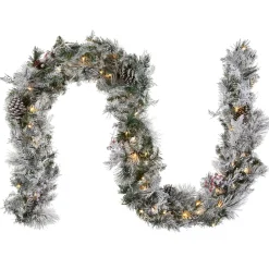 National Tree Company 9 ft. Pre-Lit Snowy Bedford Pine Garland with LED Lights