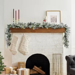 National Tree Company 9 ft. Pre-Lit Snowy Bedford Pine Garland with LED Lights
