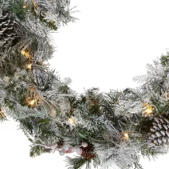 National Tree Company 9 ft. Pre-Lit Snowy Bedford Pine Garland with LED Lights