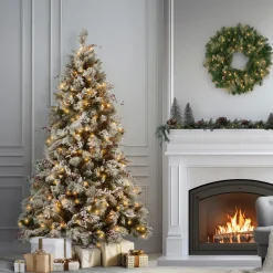National Tree Company 7.5 ft. Pre-Lit Snowy Bedford Pine Tree with Clear Lights