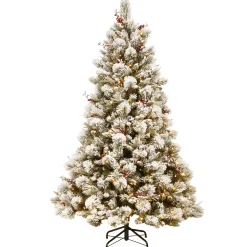 National Tree Company 7.5 ft. Pre-Lit Snowy Bedford Pine Tree with Clear Lights
