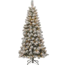 National Tree Company 7.5 ft. Pre-Lit Snowy Bristle Pine Slim Tree with Clear Lights