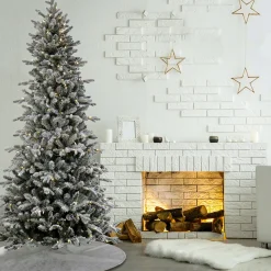 National Tree Company 7 ft. Pre-Lit Snowy Calton Pine Tree with LED Lights