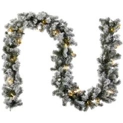 National Tree Company 9 ft. Pre-Lit Snowy Camden Garland with Clear Lights