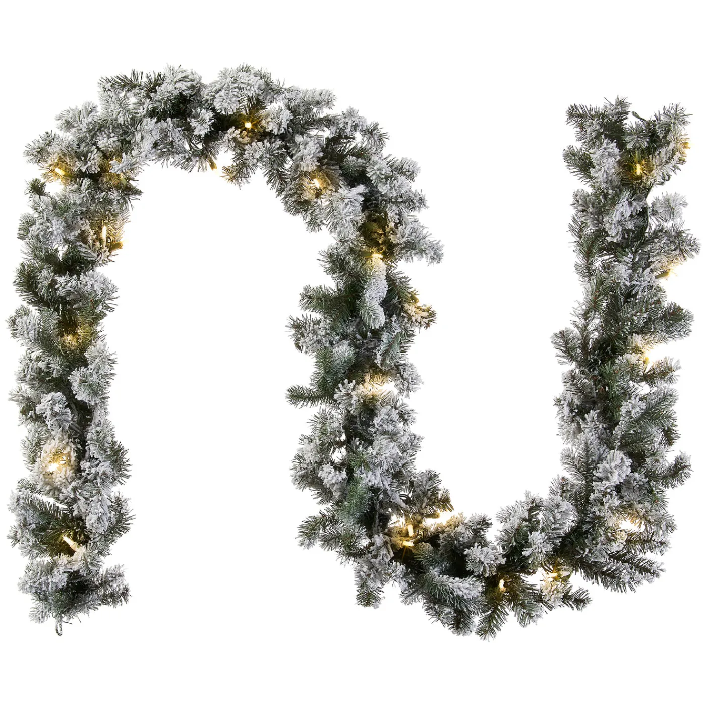 National Tree Company 9 ft. Pre-Lit Snowy Camden Garland with Clear Lights