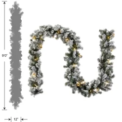 National Tree Company 9 ft. Pre-Lit Snowy Camden Garland with Clear Lights