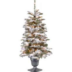 National Tree Company 4 ft. Pre-Lit Snowy Camden Tree with Clear Lights