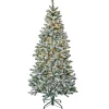 National Tree Company 6.5 ft. Pre-Lit Snowy Chatham Slim Tree with Warm White LED Lights