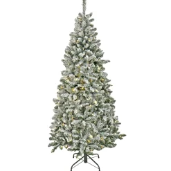 National Tree Company 6.5 ft. Pre-Lit Snowy Chatham Slim Tree with PowerConnect Dual Color LED Lights
