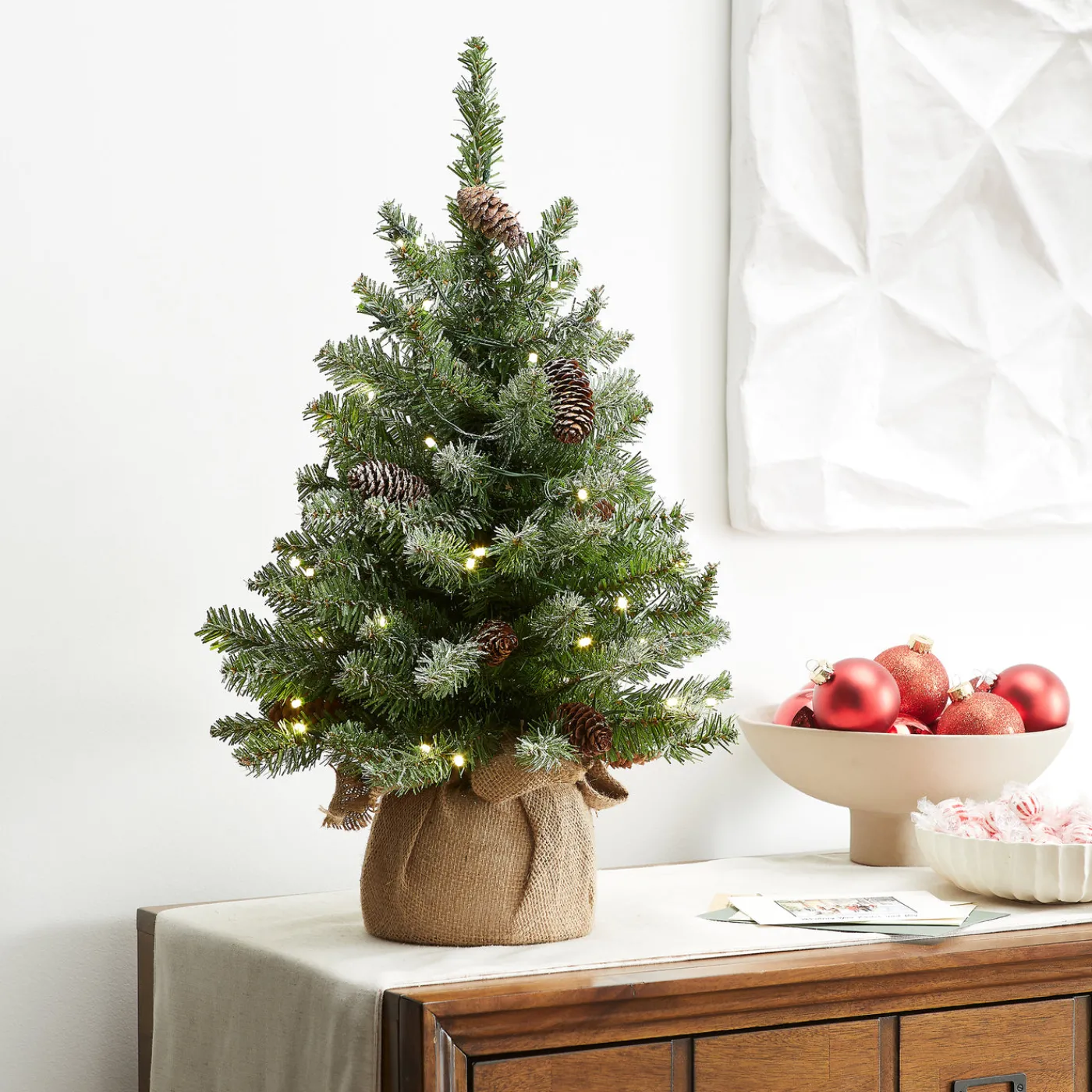National Tree Company 2 ft. Pre-Lit Snowy Concolor Fir Tree with LED Lights