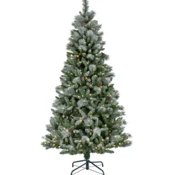 National Tree Company 7.5 ft. Pre-Lit Snowy Conconully Tree with LED Lights