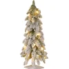 National Tree Company 2 ft. Pre-Lit Snowy Downswept Forest Tree with Clear Lights