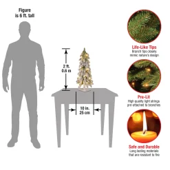 National Tree Company 2 ft. Pre-Lit Snowy Downswept Forest Tree with Clear Lights