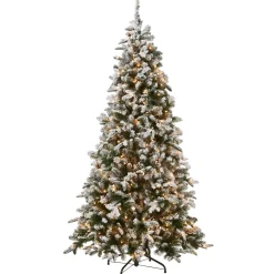 National Tree Company 7.5 ft. Pre-Lit Snowy Everest Fir Medium Tree with Clear Lights