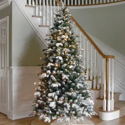 National Tree Company 7.5 ft. Pre-Lit Snowy Everest Fir Medium Tree with Clear Lights