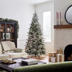National Tree Company 7.5 ft. Pre-Lit Snowy Everest Fir Medium Tree with Clear Lights