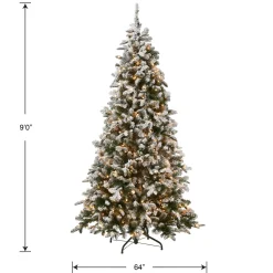 National Tree Company 9 ft. Pre-Lit Snowy Everest Fir Medium Tree with Clear Lights