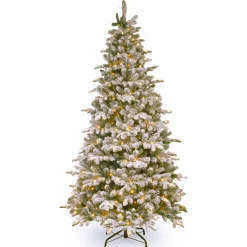 National Tree Company 6.5 ft. Pre-Lit Snowy Everest Fir Medium Tree with Clear Lights