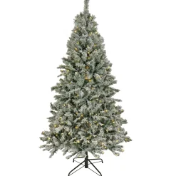 National Tree Company 9 ft. Pre-Lit Snowy Harwich Hinged Tree with PowerConnect Warm White LED Lights