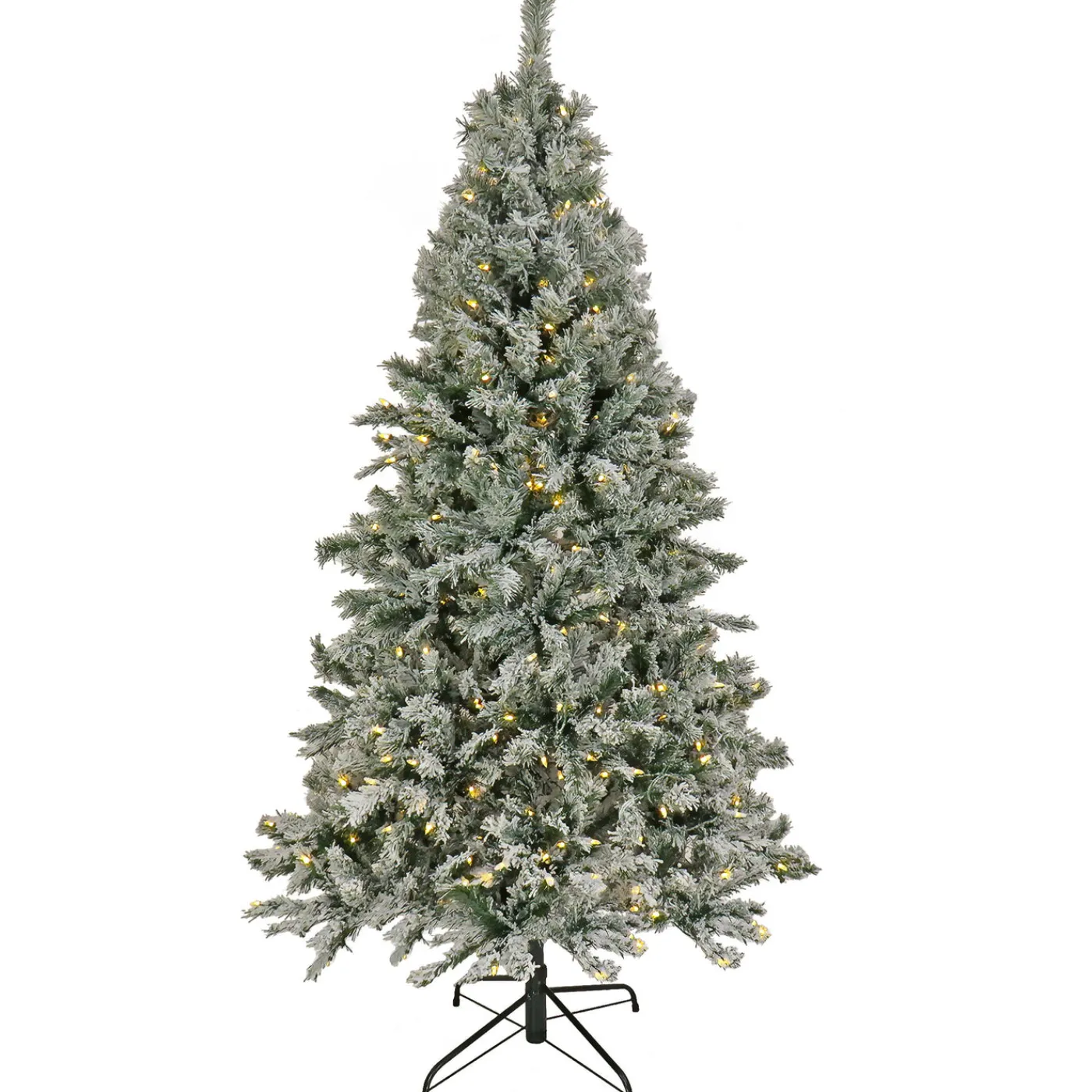 National Tree Company 9 ft. Pre-Lit Snowy Harwich Hinged Tree with PowerConnect Warm White LED Lights